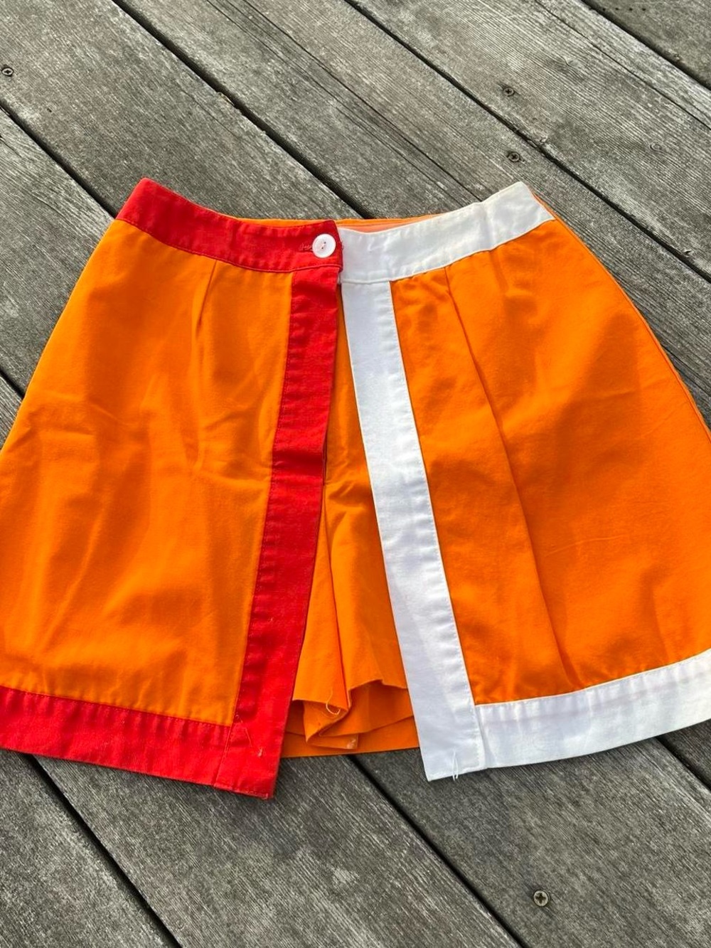 Colorblock Orange Skort with Red and White Trim